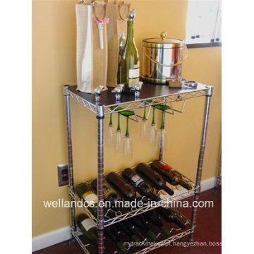 Mini ajustável cromo vinho rack plano para casa (wr603590a3r)